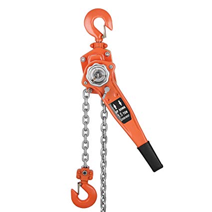 VEVOR Chain Block 1.5T 3000LBS Ratchet Lever Block Chain Hoist Manual Lever Chain Hoist Come Along Chain Puller 20 FT Lift (20ft)