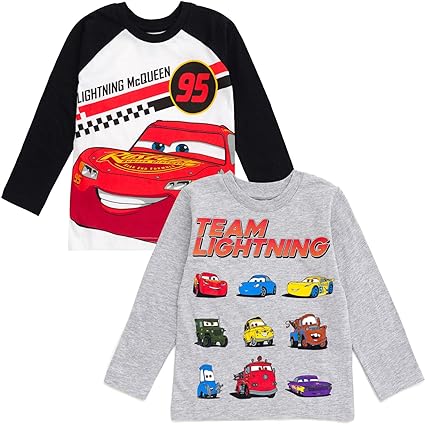 Disney Toy Story Cars Lion King Mickey Mouse 2 Pack Long Sleeve T-Shirts Infant to Big Kid Sizes (12 Months - 18-20)