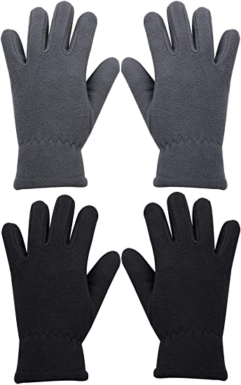 Cooraby 2 Pairs Kids Winter Gloves Polar Fleece Warm Gloves for Winter Cold Weather Supplies