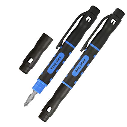 Kingsdun 2PACK Pen Screwdriver Set with Precision Phillips Flathead Screwdriver,Small Portable Screwdrivers for Assorted Works and Repairs