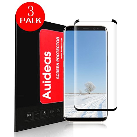 Galaxy S8 Screen Protector [3-Pack],Auideas [Case Friendly] 3D PET HD Screen Protector Film for Samsung Galaxy S8 Black.