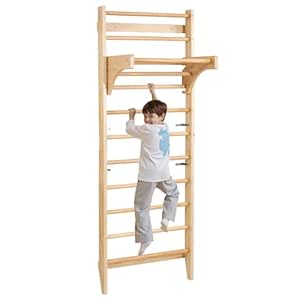 VEVOR Swedish Ladder Wall Gym, 10-Level Wooden Indoor Jungle Gym, 220 lbs Load Capacity Playground Climbing Toys for Kids and Adults, Pine Wood Swedish Climbing Wall Bars, Natural Wood Color