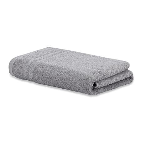 WELSPUN 100% Cotton Bath Towel Quick Dry HIGH Absorbency Attractive Border (Solid 70CMX137CM)-Grey