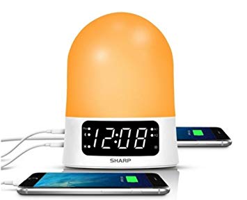 Sharp 43213-14176 Sunrise Simulator Alarm Clock with Blue Tooth Or USB ports White