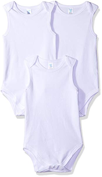 Spasilk Unisex Baby 100% Cotton Sleeveless Lap Shoulder Bodysuits (Pack of 3)