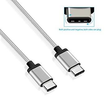 Nylon Braided USB Type C (USB-C) to USB Type-C Male Charging Cable and Data Sync Metal Connector for New MacBook, HTC 10, LG V20, G5, Google Pixel, Pixel XL, Nexus 5X, 6P, Moto Z (USB-C Cable)