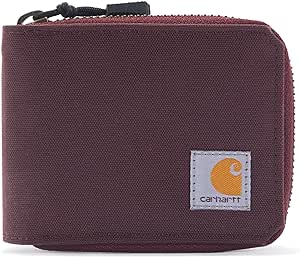 Carhartt Canvas Zip, Durable Zippered Wallets for Men, Nylon Duck (Deep Wine), One Size