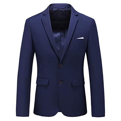UNINUKOO Mens Two Button Single Breasted Suit Jacket Slim Fit