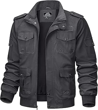 TACVASEN Men's Jackets Military Jackets Cargo Jackets Working Jackets with Multi Pockets