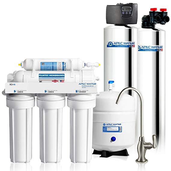 APEC Water Systems TO-SOLUTION-10 Whole House Water Filter, Salt Free Water Softener & Reverse Osmosis Drinking Water Filtration Systems For 1-3 Bathrooms