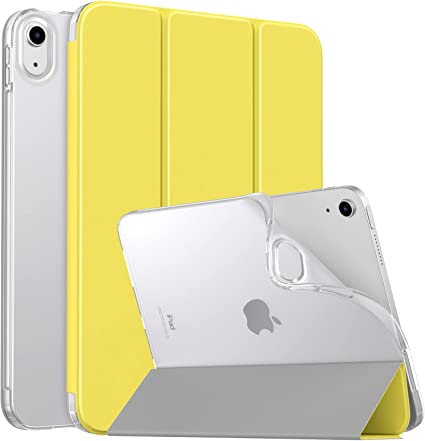 MoKo Case for New iPad 10th Generation Case 2022, iPad 10.9 Case with Soft TPU Translucent Frosted Back Cover, Slim Shell Stand Protective Case with Auto Wake/Sleep, Support Touch ID, Light Yellow