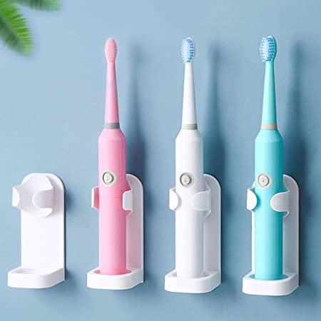 SHOE SLOTZ Electric Toothbrush Holder, Adhesive Electric Toothbrush Holder Wall Mounted Tooth Brush Organizer Electric Toothbrush Body Base Stander for Bathroom Countertops (white(4 packs))