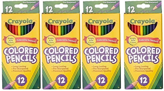 68-4012 Colored Pencils, 12-Count, Pack of 4, Assorted Colors