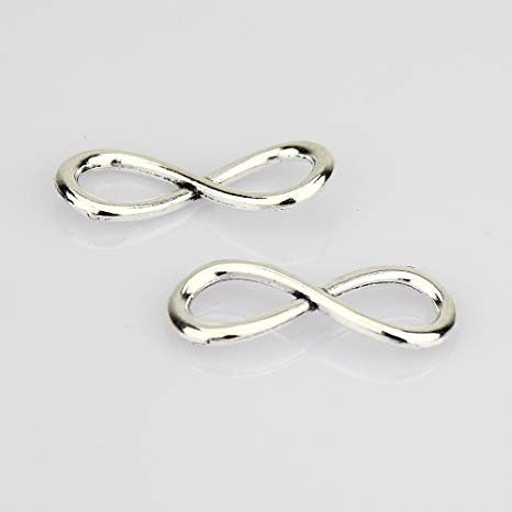 LolliBeads (TM) One Direction Infinity Charm Pendant Connector Link Silver Tone (20 Pcs)