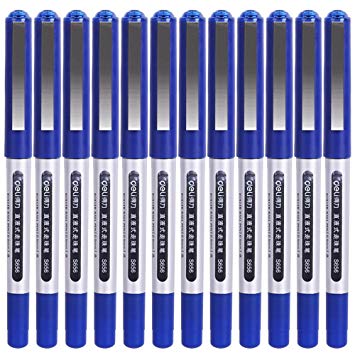 Newdoer Rollerball Pen Fine 0.5mm Bullet Tip 0.3mm Line, Blue - Pack of 12