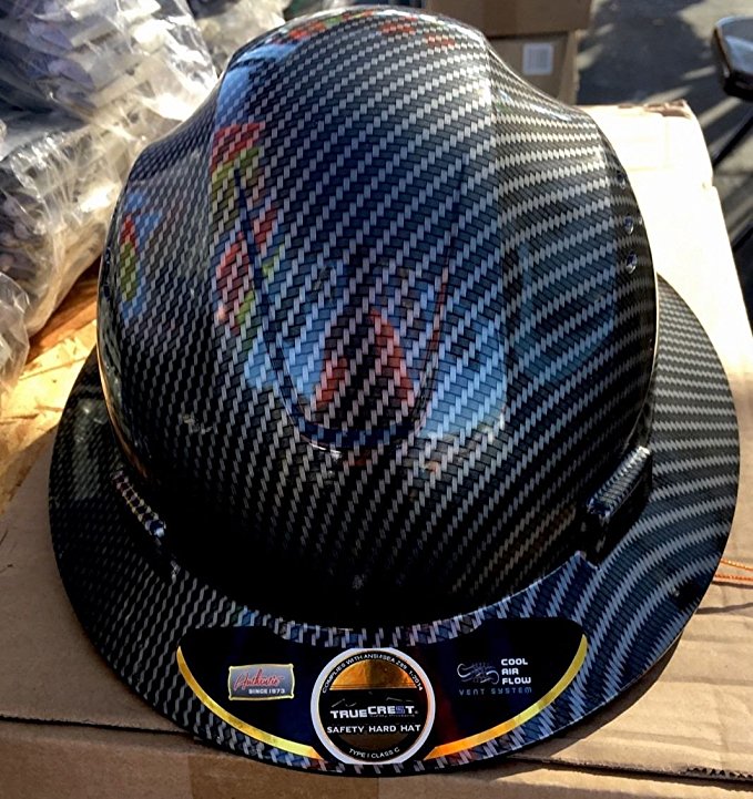 Fiberglass Hard Hat Black/silver ( Cool Air Flow)