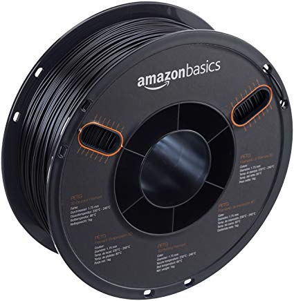 AmazonBasics PETG 3D Printer Filament, 1.75mm, Black, 1 kg Spool