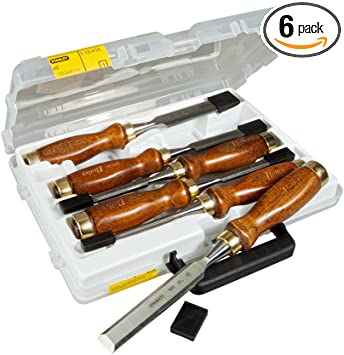 Stanley 1-16-416 Chisel-Set Bailey (6-piece), Silver/Tan Brown