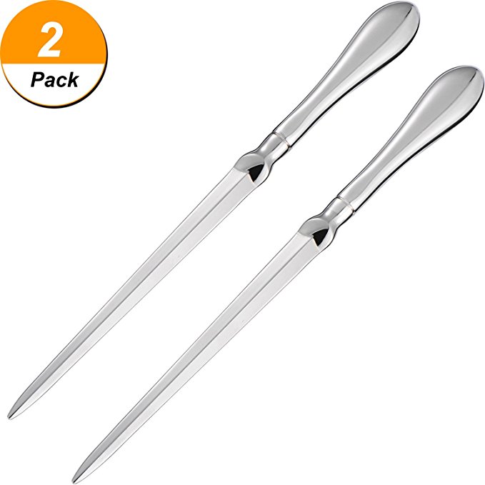 TecUnite 2 Pack Letter Opener Envelope Opener Knife Metal Letter Opening Knife, 9 Inches, Silvery