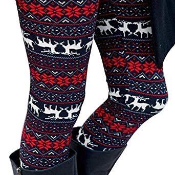 Onebook Women Print Leggings Autumn Winter Snowflake Graphic Christmas Printed Stretchy Pants Sport Casual