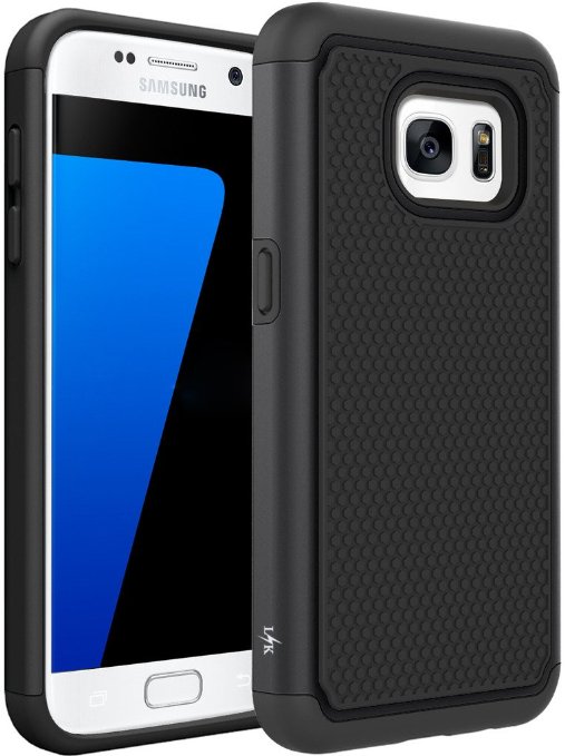 S7 Case, LK [Shock Absorption] [Drop Protection] Hybrid Dual Layer Armor Defender Protective Case Cover for Samsung Galaxy S7 (Black)