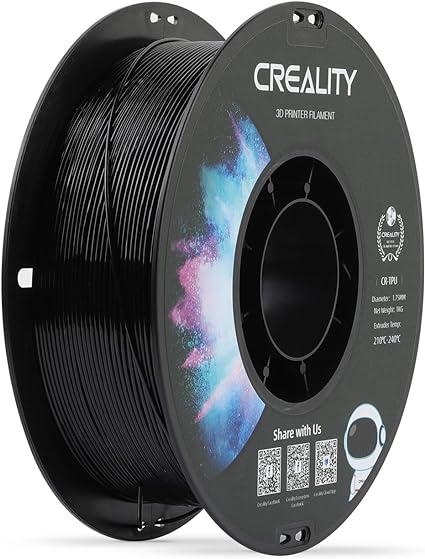 Creality TPU Filament 1.75, 3D Printing Filament, High Resilience, Soft Adhesive Material, Elastic, 1kg(2.2lbs) Flexible Filament 1.75mm, for 3D Printer (Black)