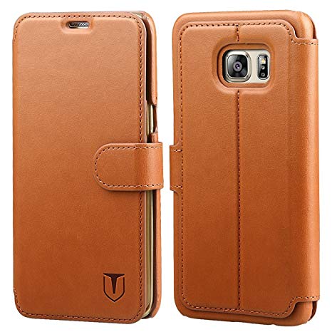 TANNC Galaxy S6 Edge Plus Case, Flip Leather Wallet Phone Case [Layered Dandy] - [Card Slot][Flip][Wallet] - For SAMSUNG Galaxy S6 Edge Plus Devices - Light Brown