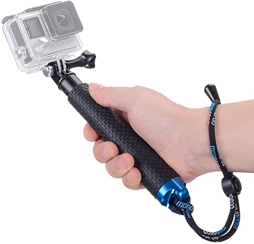 Vicdozia 19'' Waterproof Hand Grip Adjustable Extension Selfie Stick Handheld Monopod Compatible with GoPro Hero(2018) Hero 8 7 6 5 4 3  3 2 1, AKASO, SJCAM SJ4000 Xiaomi Yi More Action Cameras(Blue)
