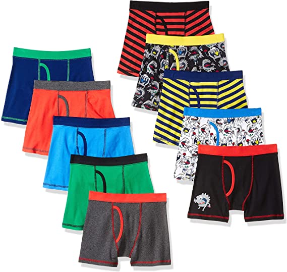 Amazon Brand - Spotted Zebra Boys' 10-Pack Boxer Brief Underwear