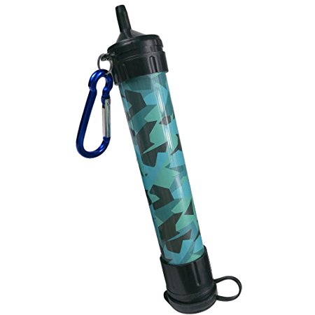 J.B.W Emergency Camping Water Filter Straw Portable Purifier - Chemical Free, BPA Free & Lightweight. Filtration System removes 99.9% bacteria & filter to 0.01 Micron - Camouflage Color