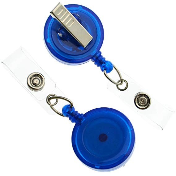 25 Pack - Translucent Retractable ID Badge Reels with Alligator Swivel Clip by Specialist ID (Royal Blue)