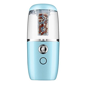 Portable Nano Mist Sprayer - Mini Nano Handy Ionic Steamer Spray Facial Mister for Eyelash Extensions USB Rechargeable Mini Beauty Instrument (blue)