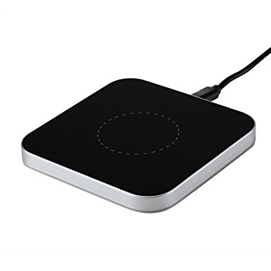 16.2W Fast Charge Wireless Charger, By Pantheon, Square Aluminum Qi Pad for Samsung Galaxy S7/S7 edge/S6 Edge Plus Note 5/7, Compatible with All Standard Qi-Enabled Devices (Silver no AC)