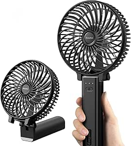 EasyAcc Ventilateur à Main Ventilateur Voyage Portable 23 Heures Ventilateur de Poche USB avec 4000 Batterie Rechargeable/3 Vitesses/5 Lames Vent fort Pour Olympiques, UEFA EURO 2024, Extérieur