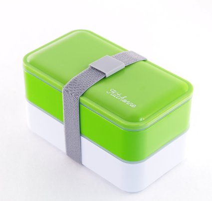 Kitchenne Bento Lunch Box with Cutlery, Green