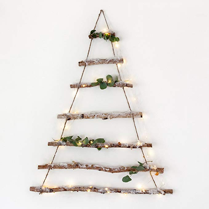 Birch Branch Hanging Christmas Tree with Snow Dusting by Lights4fun