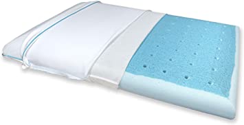 Bluewave Bedding Ultra Slim Max Cool Gel Memory Foam Pillow with CarbonBlue for Stomach and Back Sleepers, Thin and Flat for Spinal Alignment, Better Breathing and Enhanced Sleeping (Full Pillow)
