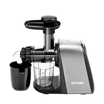 BioChef Axis Compact Masticating Juicer BPA FREE, Quiet 150w Motor / 80 RPM, 1.8" Wide Chute, Wheatgrass Juicer / Greens / Fruits / Vegetable Juice Extractor. Easy Clean & Affordable (Silver)