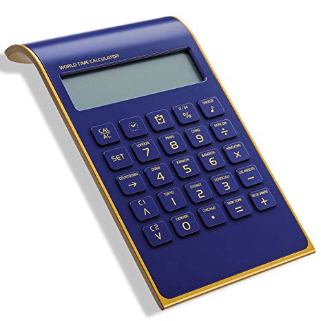 Caveen Calculator Ultra Thin Calculator for Home Office Desktop Calculator Tilted LCD Display Business Calculator (Upgrade, Blue)