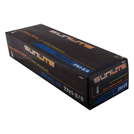 Sunlite Thorn Resistant Presta Valve Tubes, 700 x 35 - 40 (27 x 1.375") / 32mm, Black