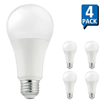 SUNEON A21 Led Bulbs Daylight 100-Watt Equivalent Dimmable 5000k 15W 1600lm Light Bulb 300 Omni Directional 4Pack - 120v E26 UL-Listed, Energy Star