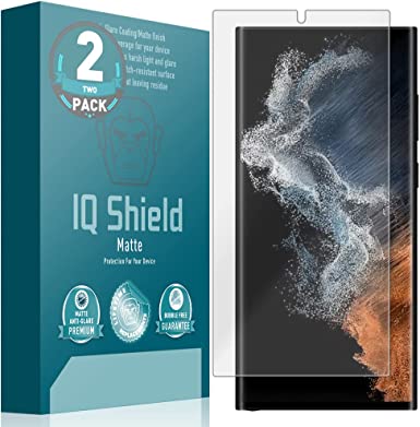 IQShield Matte Screen Protector Compatible with Samsung Galaxy S23 Ultra 5G Works with Fingerprint Scanner (2-Pack) Anti-Glare Anti-Bubble Film