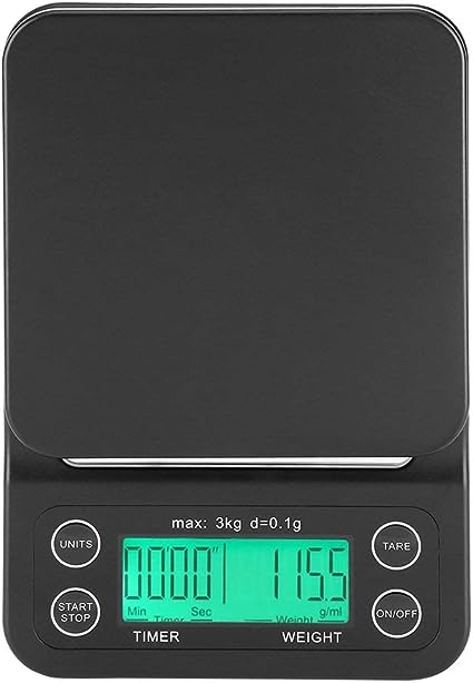 3KG/0.1g Electronic LCD Digital Kitchen Food Scale Drip Coffee Weighing with Timer(Green)