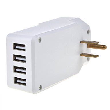 ABLEGRID® 25W Multi USB 4 Port Wall Charger Rapid Station Charging For Apple Android (White)