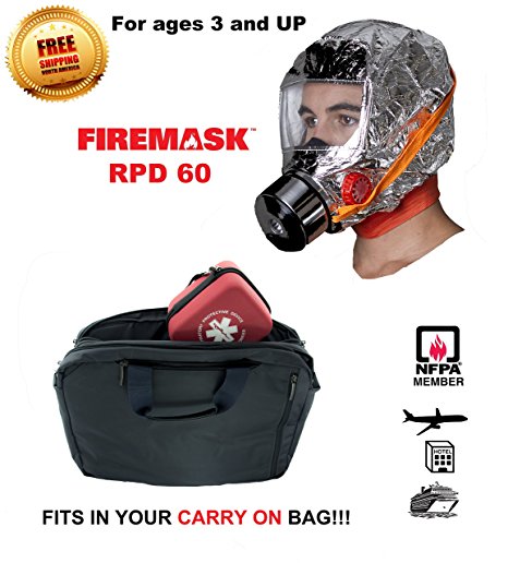 Emergency Escape Mask & FREE Heat Resistant FIREGLOVES- Travel size - FIREMASK -- URBAN SURVIVAL / FIRE / CHEMICAL / DUST / BIOLOGICALS Emergency Escape Hood Oxygen Mask Smoke Mask Respirator