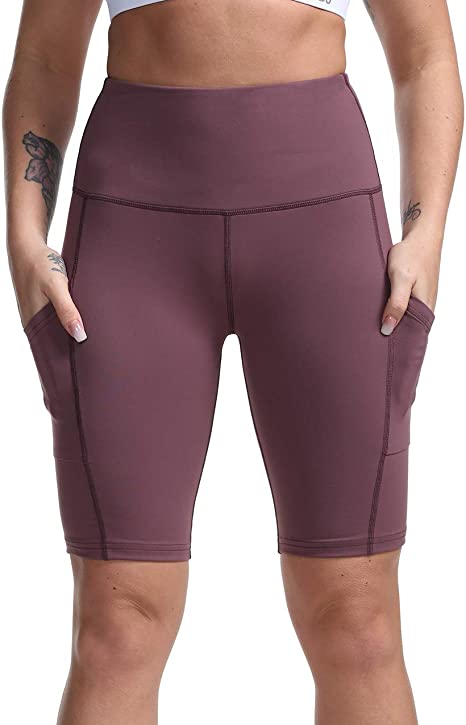 DILANNI Women's Yoga Shorts with Pockets- High Waisted Workout Shorts for Gym Biker