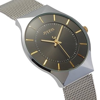 Tamlee Fashion Mesh Stainless Stylish Ultra Thin Quartz Watch Elegant Wristwatch (Black)