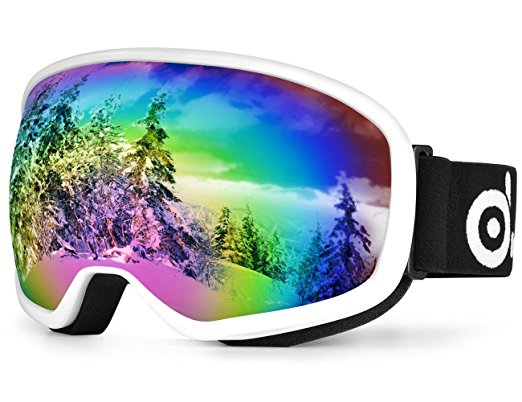 Ski Goggles for Youth, ODOLAND Snowboard Goggles for Age 8-16 – UV400 Protection and Anti-Fog – Double Grey Spherical Lens Comfortable for Sunny and Cloudy Days Perfect for Skating Skiing Snowmobiles