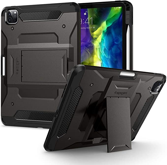 Spigen Tough Armor Pro Designed for iPad Pro 11 Case 2020 & 2018 - Gunmetal