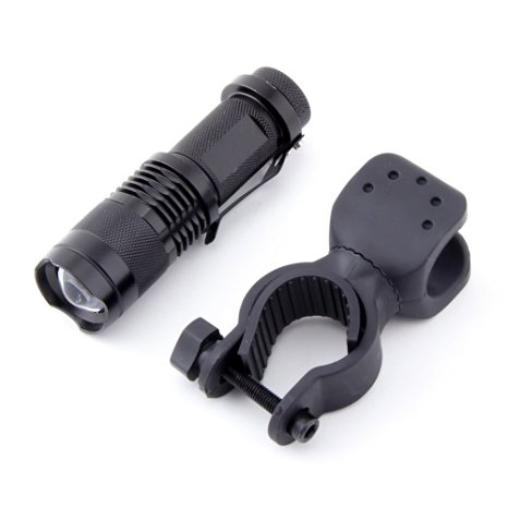 ANNT® Mini Cree LED Zoomable Flashlight Cycling Bike Front head Light   Adjustable Bicycle Clip Clamp Mount